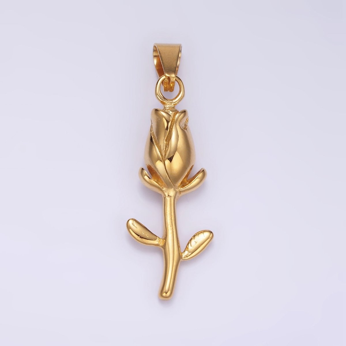 Stainless Steel Tulip Charms Flower Pendant in Gold | P1427 - DLUXCA