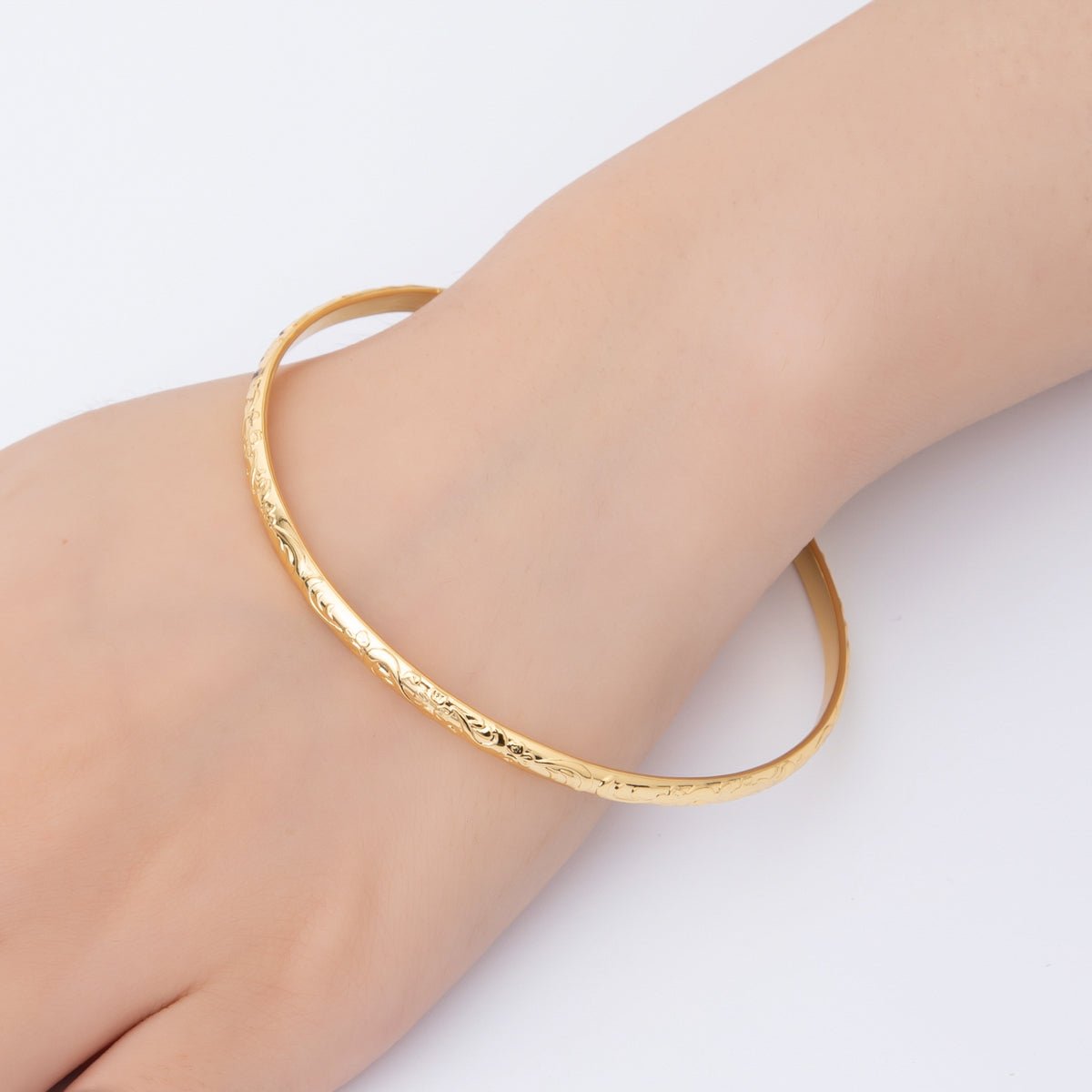 Stainless Steel Vine Garden Round Bangle Bracelet | WA - 3463 - DLUXCA