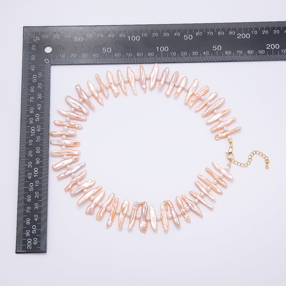 Stainless Steel White, Pink Biwa Freshwater Pearl 16.5 Inch Choker Necklace | WA - 04490 WA - 04491 - DLUXCA