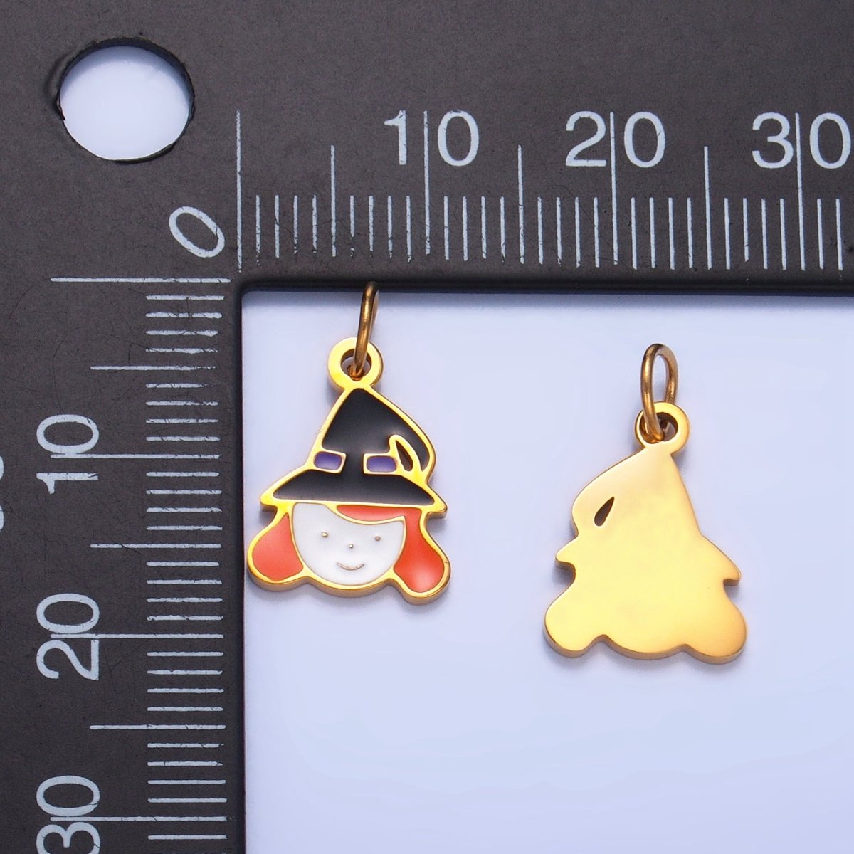 Stainless Steel Witch Girl Halloween Holiday Charm | P1532 - DLUXCA