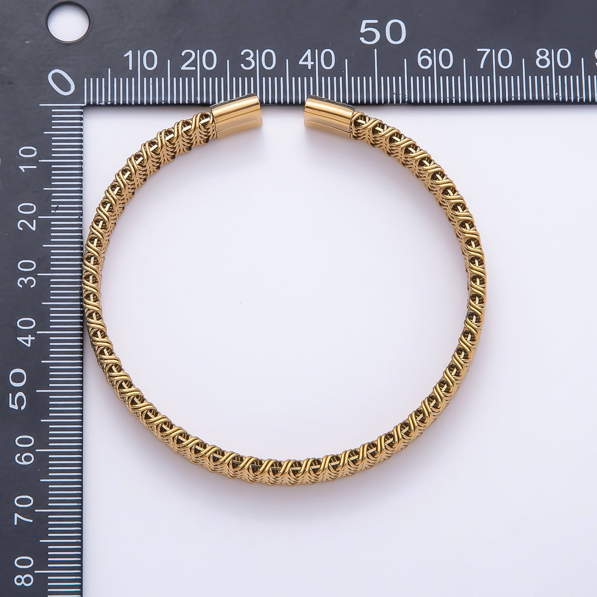Stainless Steel Woven Mesh Chevron Open Cuff Adjustable Bracelet | WA-00457 - DLUXCA