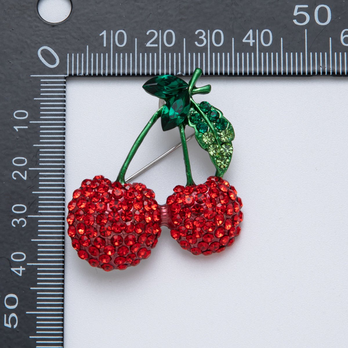 Sterling Silver 38mm Red Cherry Fruit Pin Brooch | BH093 - DLUXCA
