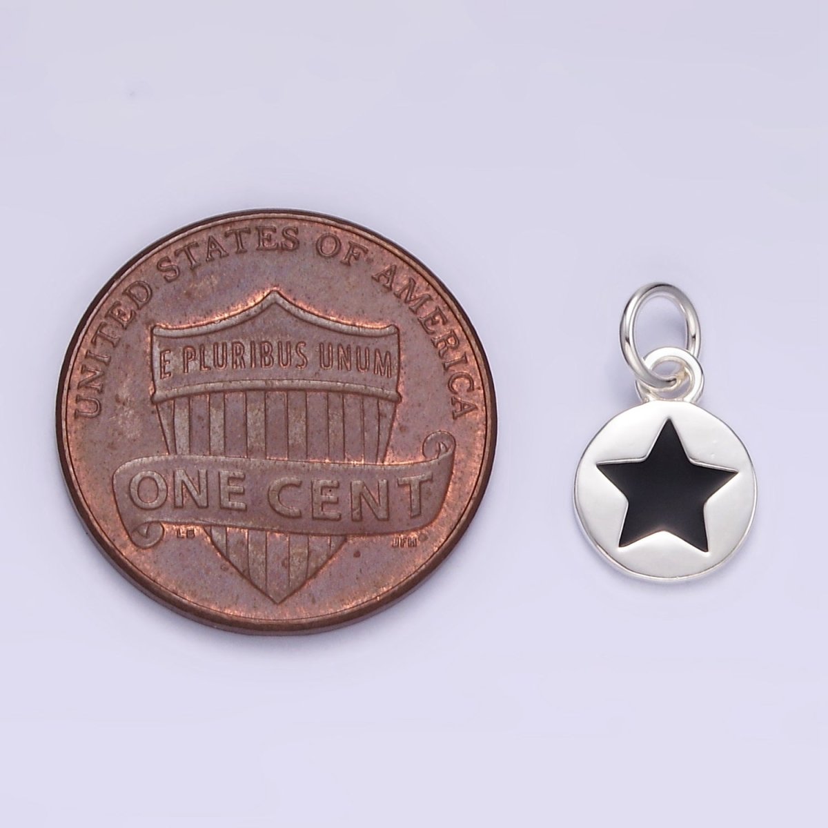 Sterling Silver S925 Black Celestial Star Round Mini Charm | SL - 500 - DLUXCA