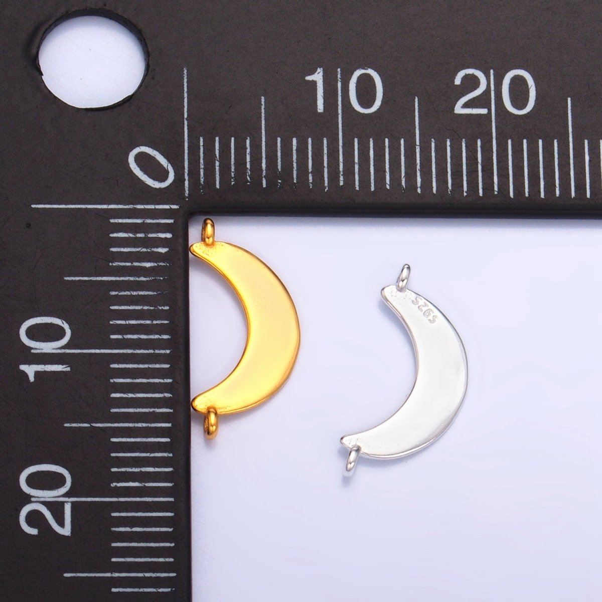 Sterling Silver S925 Minimalist Crescent Moon Celestial Connector in Gold & Silver | SL - 512 - DLUXCA