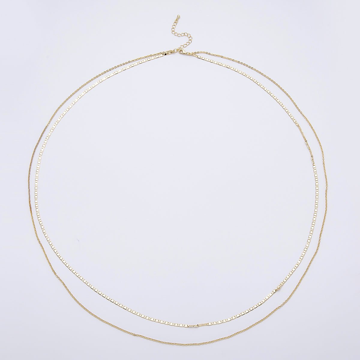 SUMMER 16K Gold Filled 2mm Dainty Double Mariner Cable Belly Waist Chain | WA-04754 - DLUXCA