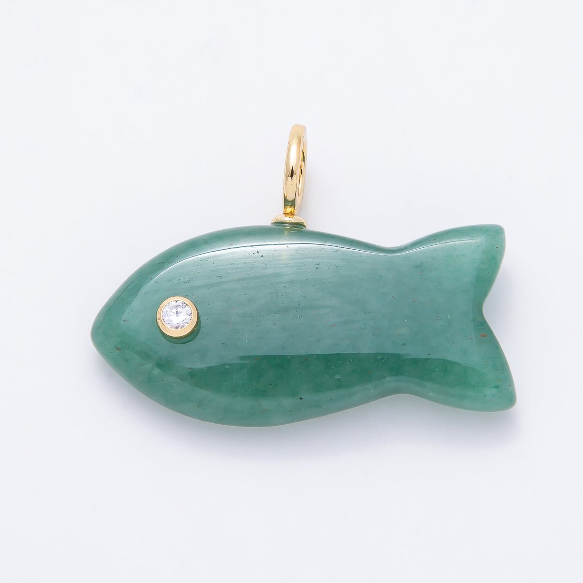 SUMMER 16K Gold Filled 40mm CZ Gemstone Fish Charm | Charms-01594 - DLUXCA