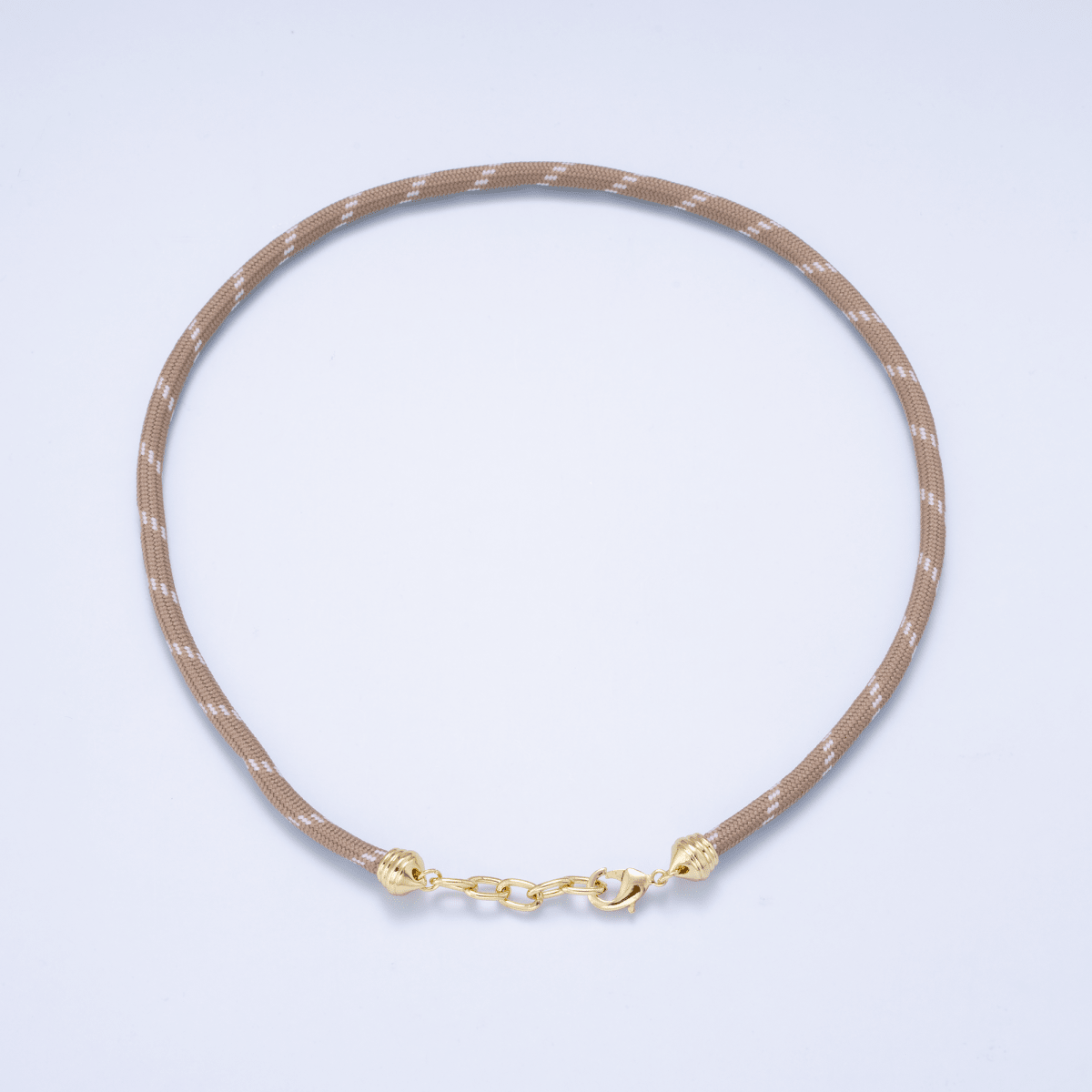 SUMMER 24K Gold Filled 5mm Brown Cotton Cord Paracord Chain 18 Inch Necklace | WA-01070 - DLUXCA