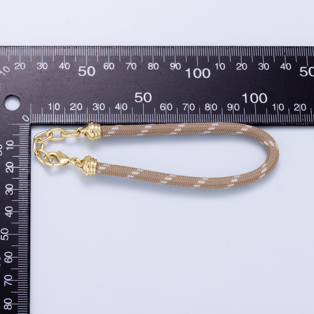 SUMMER 24K Gold Filled 5mm Brown Cotton Cord Paracord Chain 7 Inch Bracelet | WA-01069 - DLUXCA
