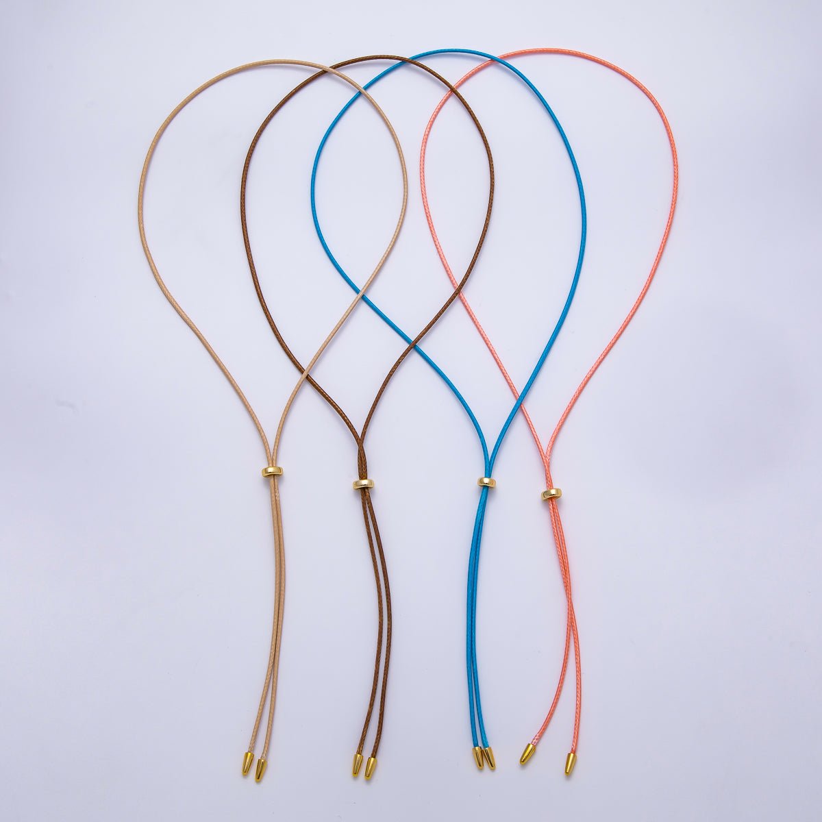 SUMMER 2mm Faux Paracord Bolo Slide Adjustable 26 Inch Lariat Necklace | WA - 04304 ~ WA - 04307 - DLUXCA