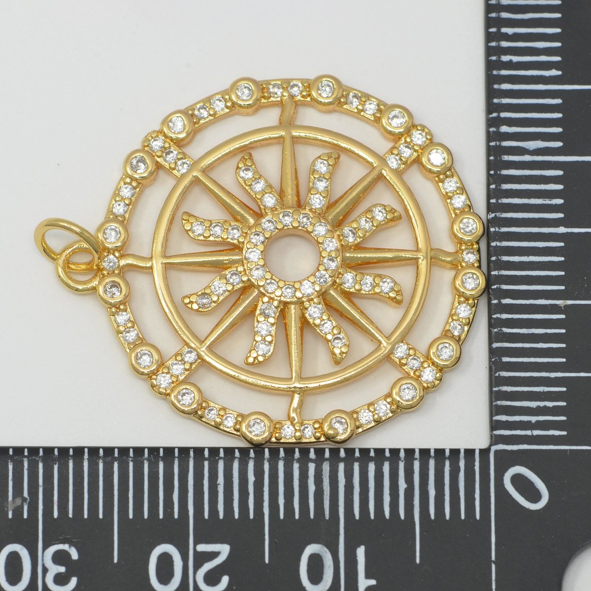 Sunburst pendant, Gold sun medallion, celestial sunburst charm, celestial sun pendant for Jewelry Supply M387 - DLUXCA