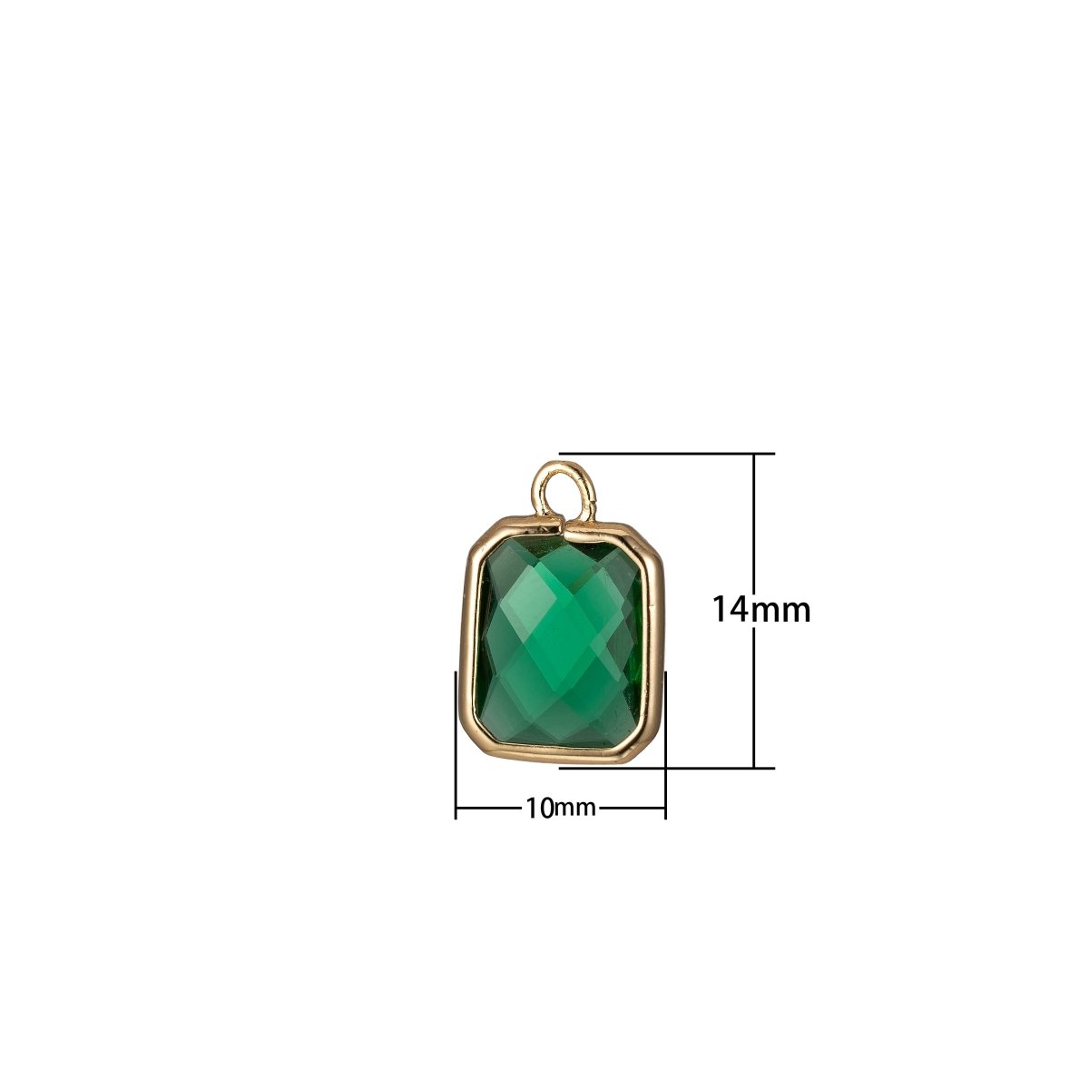 Tiny Charm 4X8mm Emerald Green Princesses Cut CZ Square Gold Bezel Cut Rim Tiny Small Pendant Charm Necklace Bracelet Earring Finding E-867 - DLUXCA