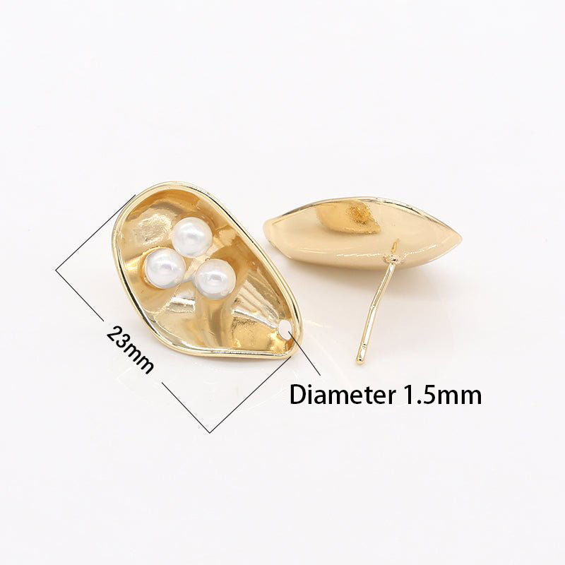 Tiny Golden Bird Nest Faux Pearl Studs Earring, Gold Plated Nature Earring Jewelry GP-779