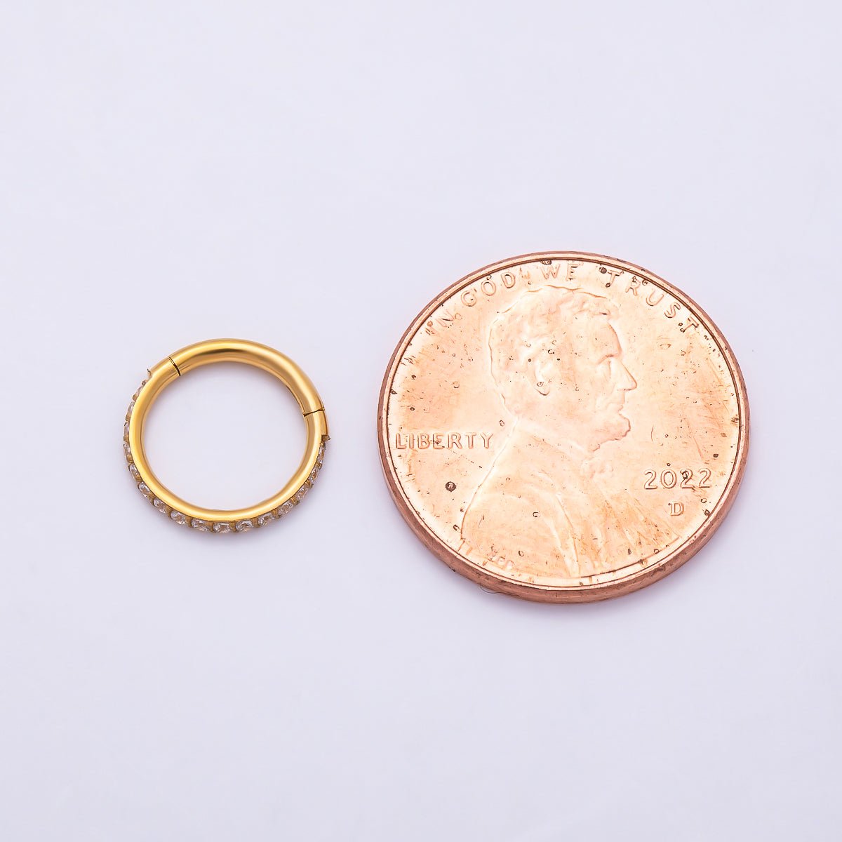 Titanium 10mm Micro Paved CZ Universal Cartilage Piercing Clicker | Findings-00468 - DLUXCA