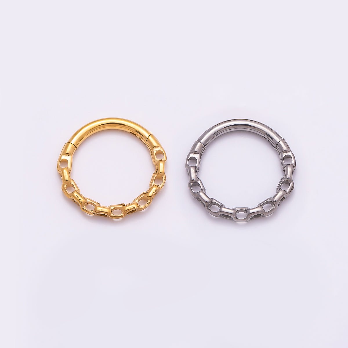 Titanium 11mm Cable Single Septum Cartilage Piercing Clicker in Gold & Silver | Findings-00307 Findings-00308 - DLUXCA
