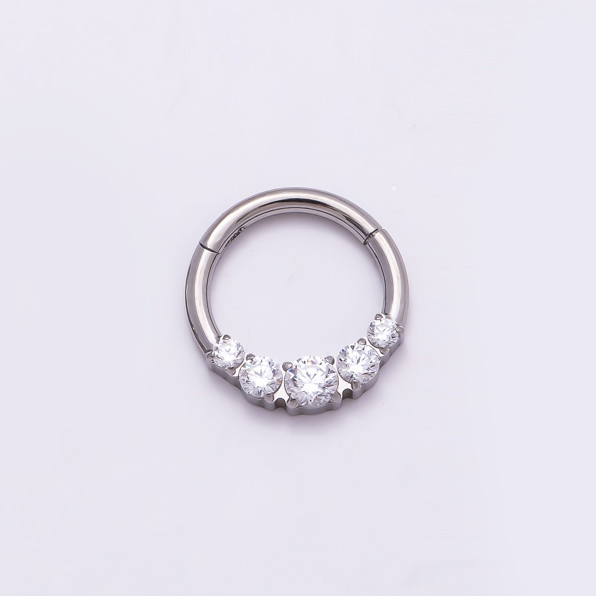 Titanium 11mm Clear CZ Gradient Single Septum Cartilage Piercing Clicker in Gold & Silver | Findings-00321 Findings-00322 - DLUXCA
