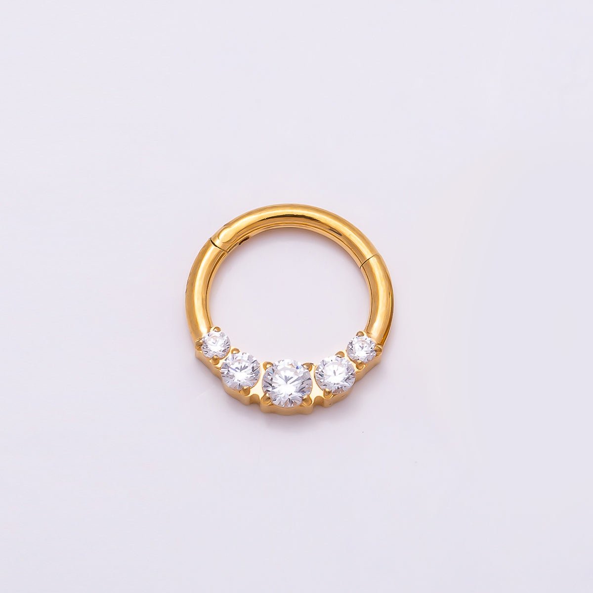 Titanium 11mm Clear CZ Gradient Single Septum Cartilage Piercing Clicker in Gold & Silver | Findings-00321 Findings-00322 - DLUXCA