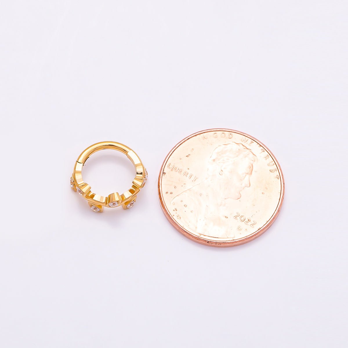 Titanium 11mm CZ Leaf Single Septum Cartilage Piercing Clicker in Gold & Silver | Findings-00287 Findings-00288 - DLUXCA