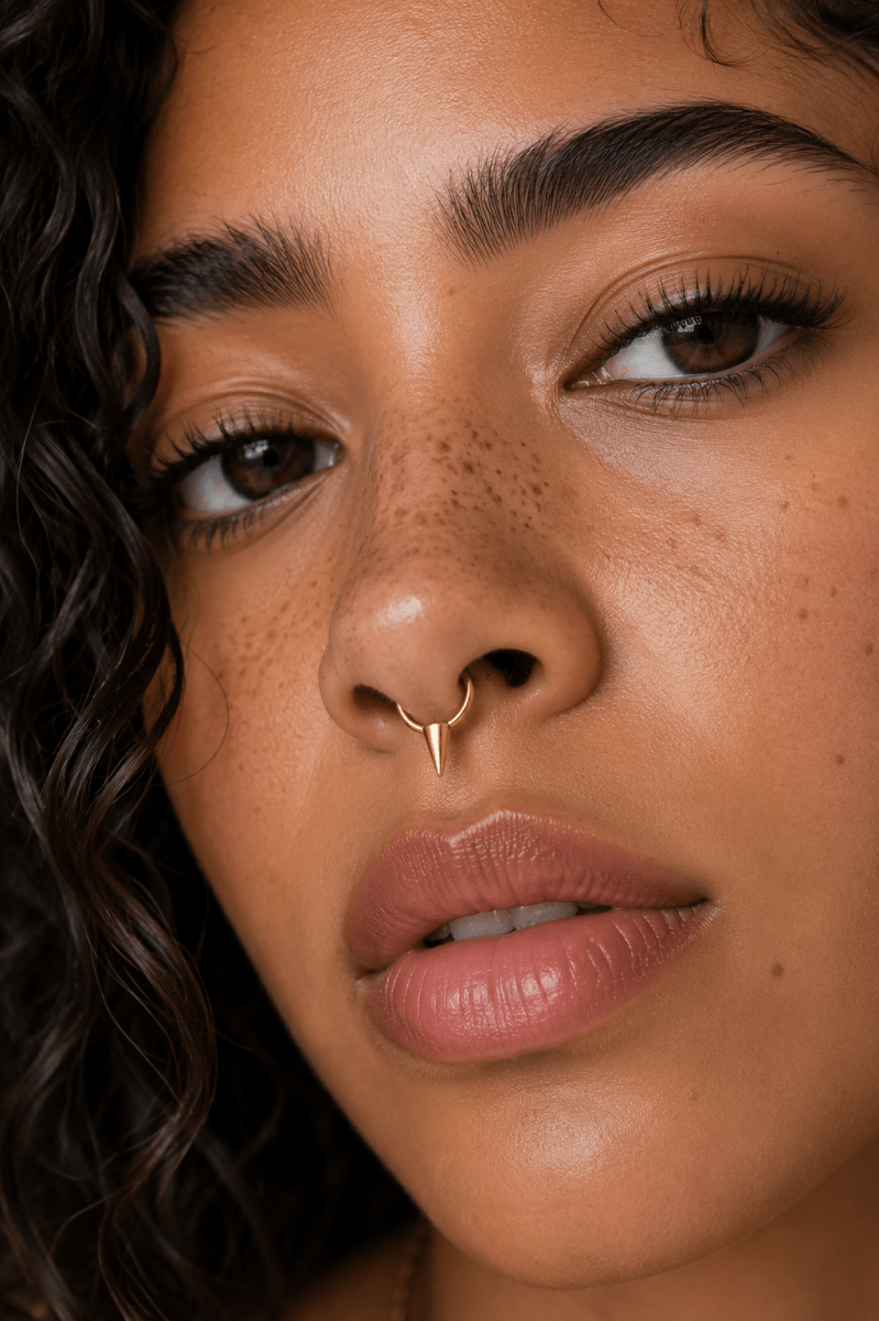 Titanium 14mm Spiked Minimalist Single Septum Cartilage Piercing Clicker in Gold & Silver | Findings-00303 Findings-00304 - DLUXCA