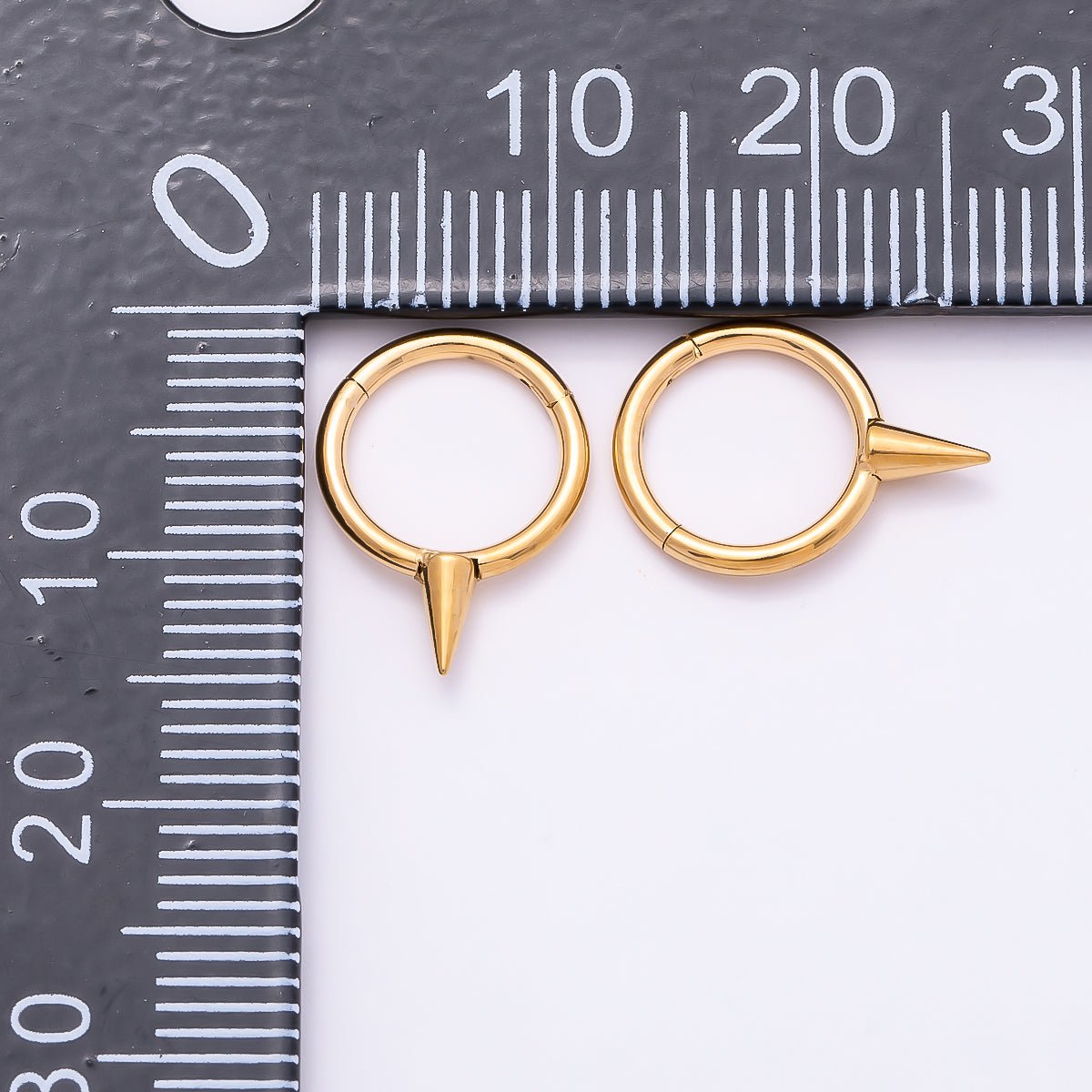 Titanium 14mm Spiked Minimalist Single Septum Cartilage Piercing Clicker in Gold & Silver | Findings-00303 Findings-00304 - DLUXCA