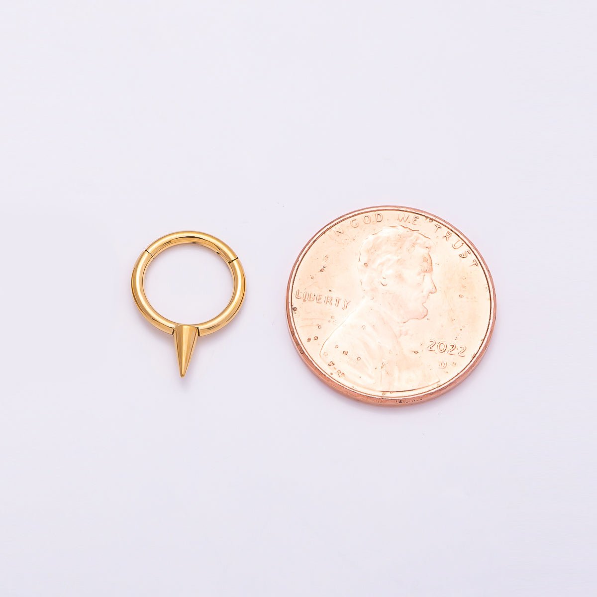 Titanium 14mm Spiked Minimalist Single Septum Cartilage Piercing Clicker in Gold & Silver | Findings-00303 Findings-00304 - DLUXCA