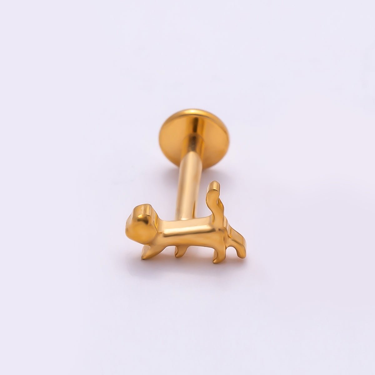 Titanium 4.5mm Minimalist Pet Cat Dog Cartilage Piercing Flat Back Stud in Gold & Silver | Findings-00365 Findings-00366 - DLUXCA