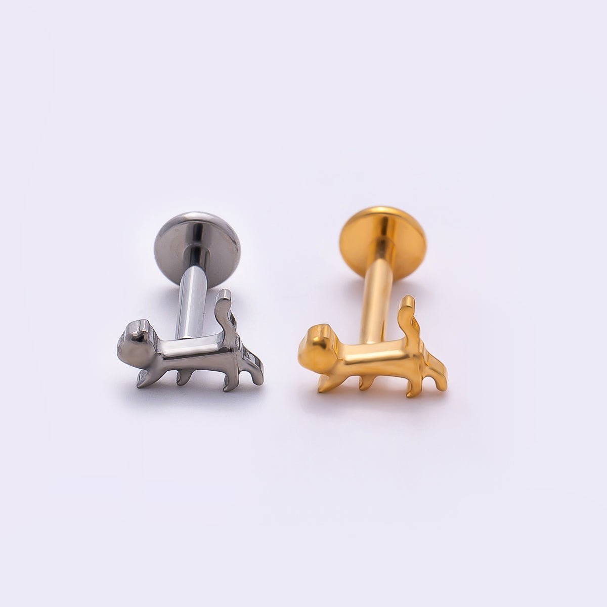Titanium 4.5mm Minimalist Pet Cat Dog Cartilage Piercing Flat Back Stud in Gold & Silver | Findings-00365 Findings-00366 - DLUXCA