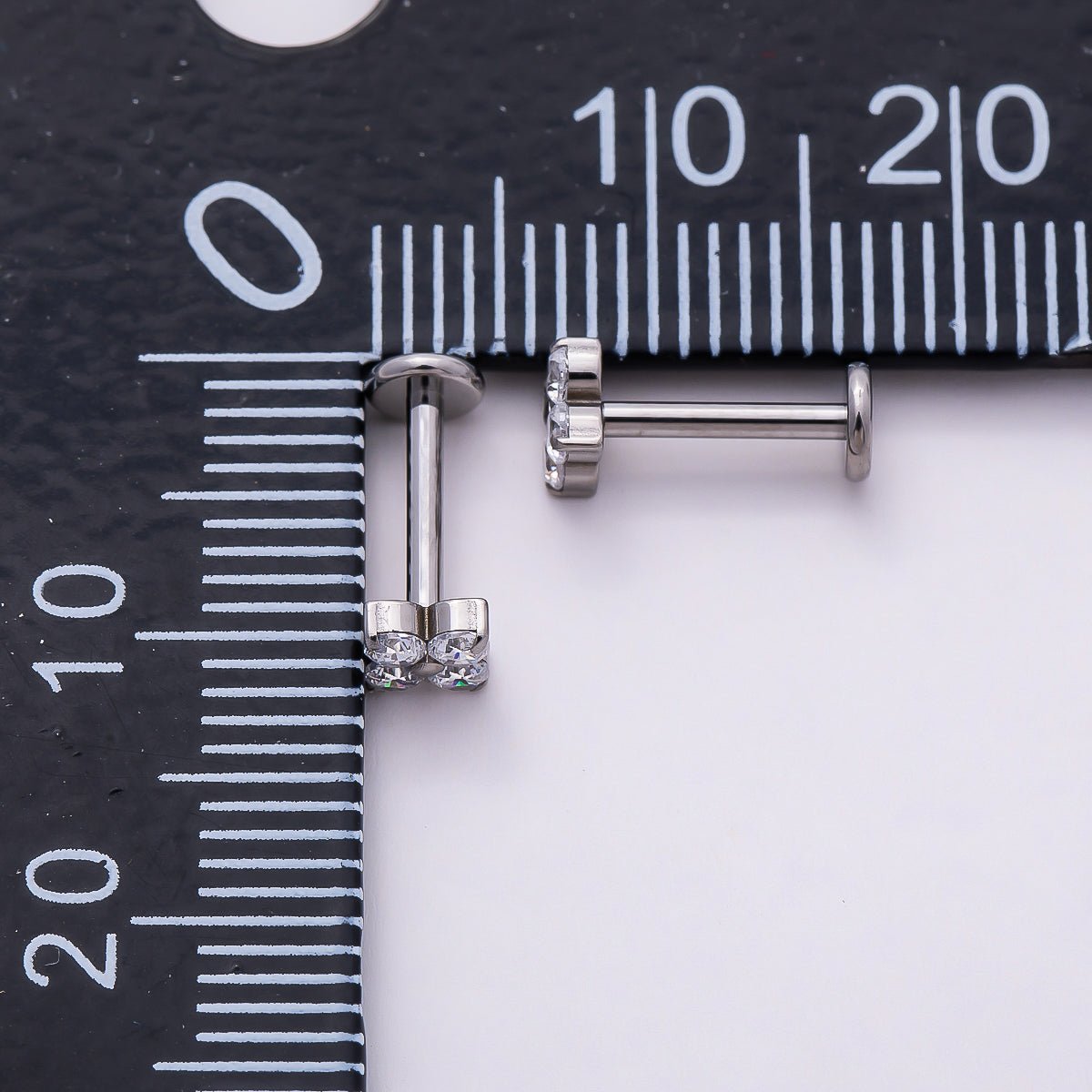 Titanium 4mm Clear CZ Flower Single Cartilage Piercing Flat Back Stud in Gold & Silver | Findings-00359 Findings-00360 - DLUXCA