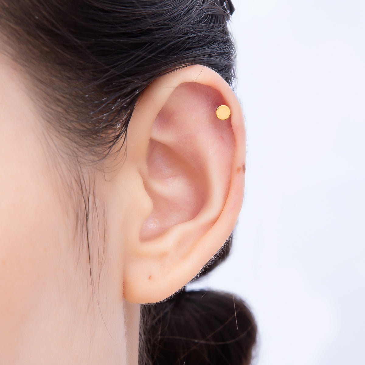Titanium 4mm Minimalist Round Cartilage Piercing Flat Back Stud in Gold & Silver | Findings-00391 Findings-00392 - DLUXCA