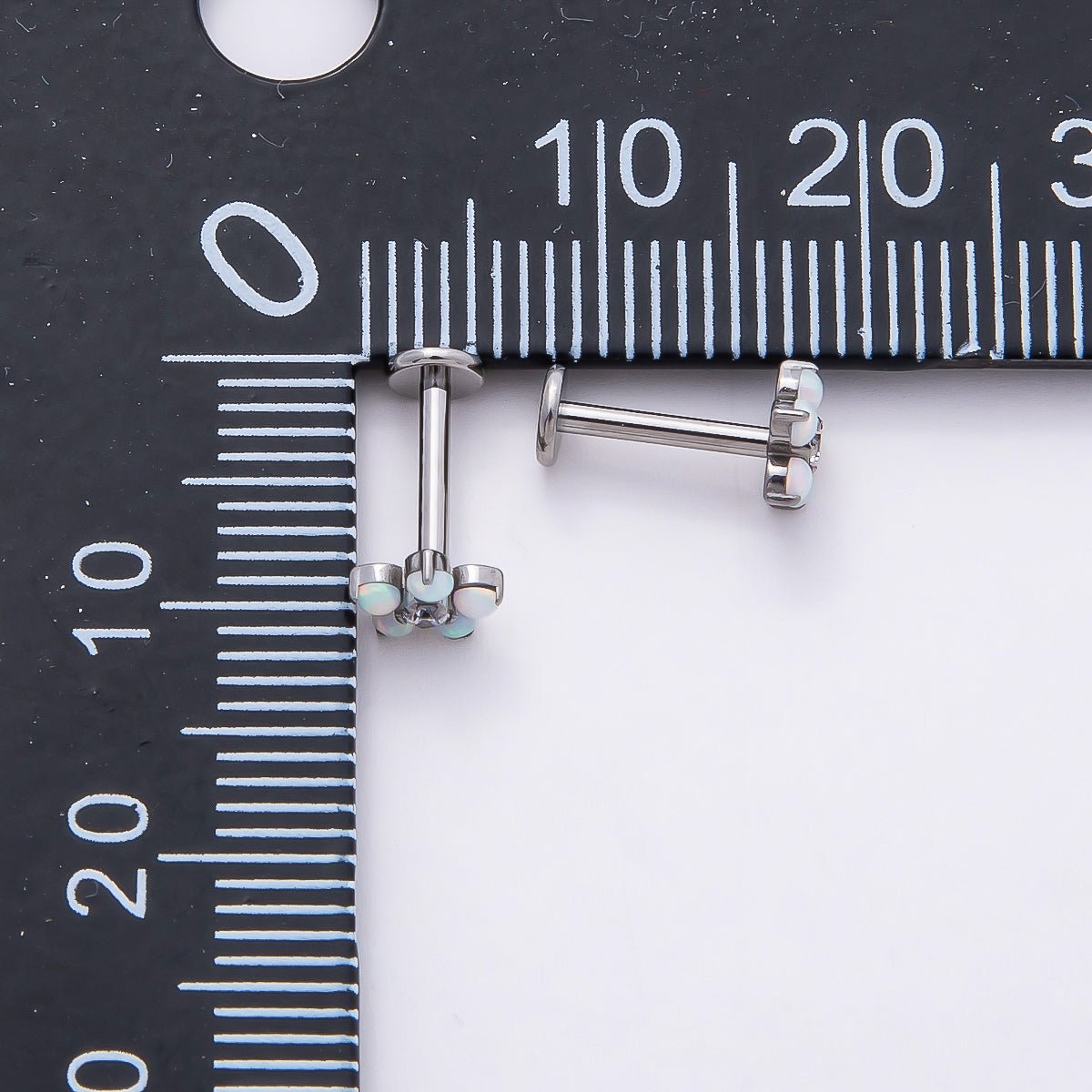 Titanium 5.5mm White Opal Clear CZ Flower Cartilage Piercing Flat Back Stud in Gold & Silver | Findings-00363 Findings-00364 - DLUXCA