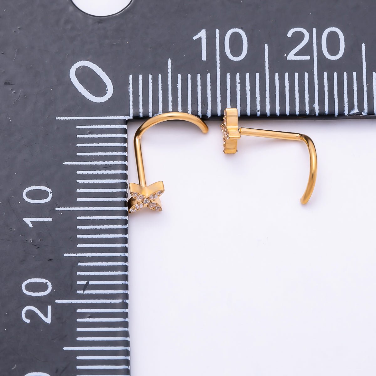 Titanium 5mm Celestial Star Micro Paved CZ Cartilage Nose Single Piercing Stud in Gold & Silver | Findings-00440 Findings-00441 - DLUXCA