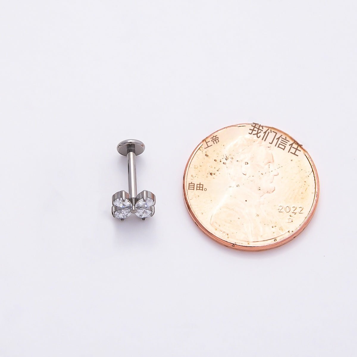 Titanium 6.7mm Clear CZ Butterfly Cartilage Piercing Flat Back Stud in Gold & Silver | Findings-00357 Findings-00358 - DLUXCA