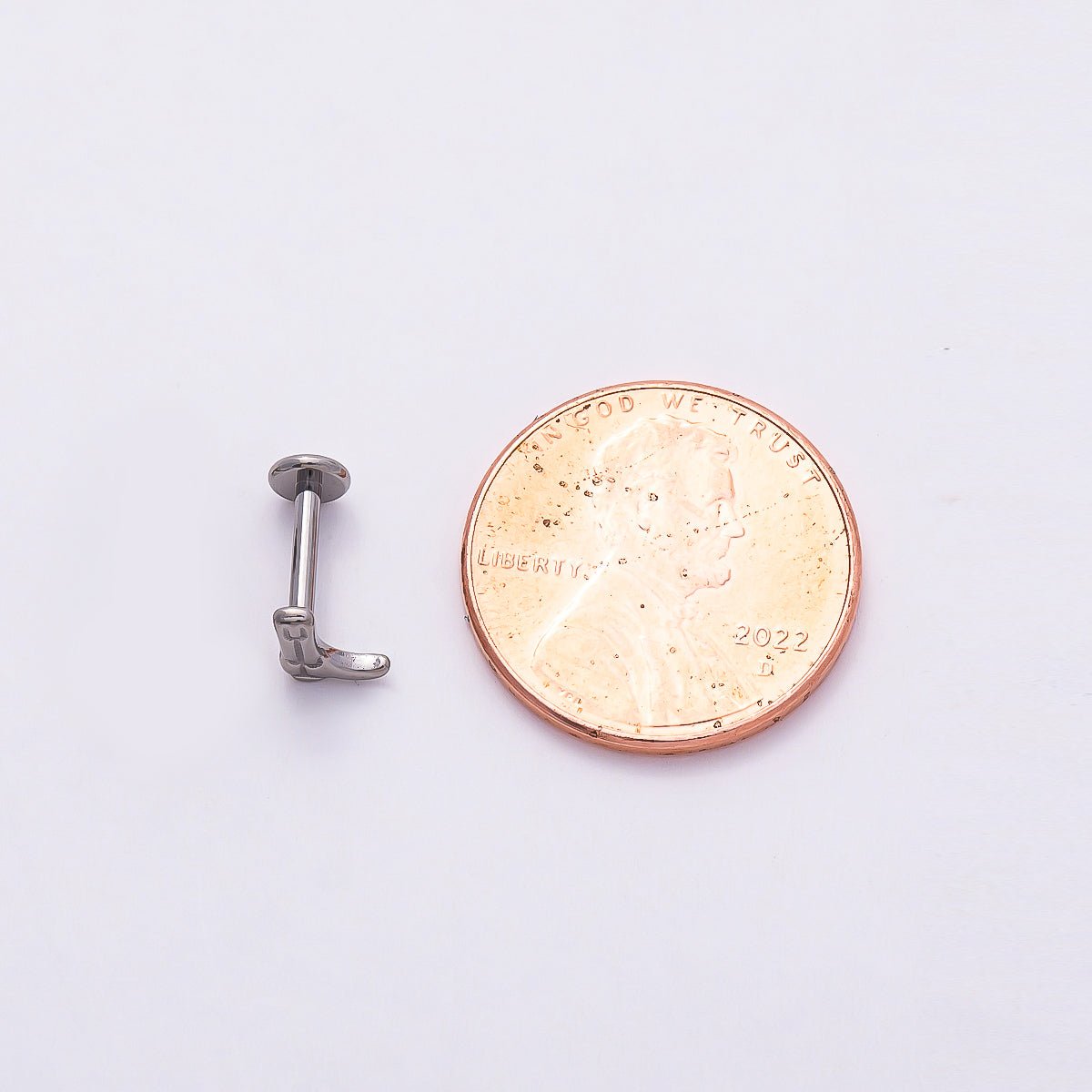 Titanium 6mm Cowboy Boot Cartilage Piercing Flat Back Stud in Gold & Silver | Findings-00387 - DLUXCA