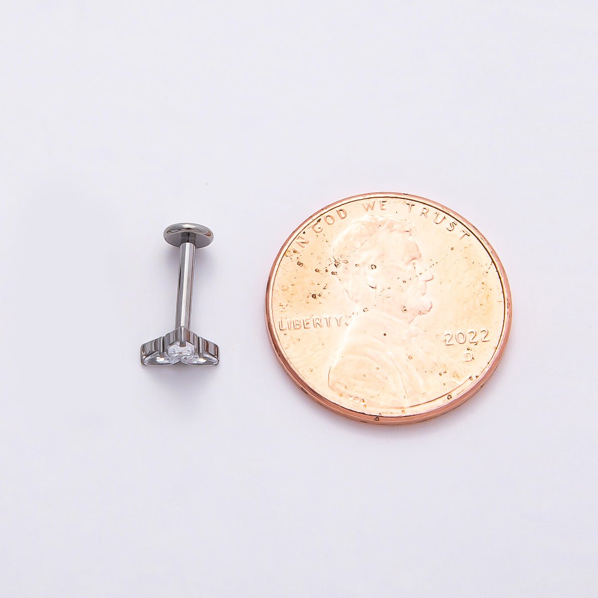 Titanium 6mm CZ Teardrop Flower Cartilage Piercing Flat Back Stud in Gold & Silver | Findings-00393 Findings-00394 - DLUXCA