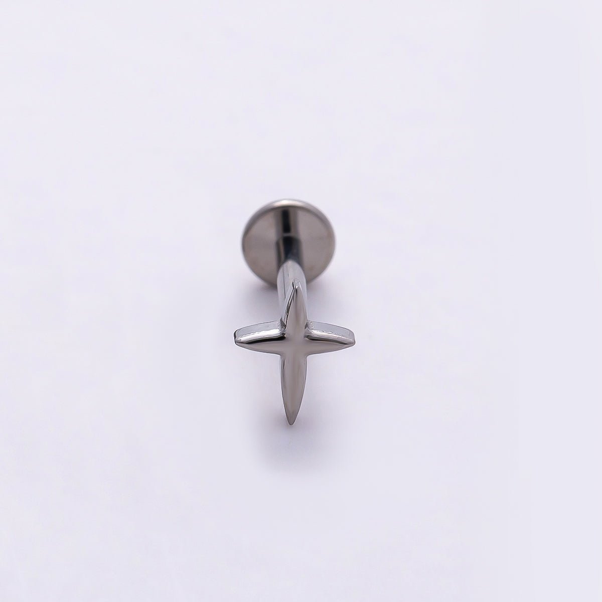 Titanium 6mm North Star Cartilage Piercing Flat Back Stud in Gold & Silver | Findings-00317 Findings-00318 - DLUXCA