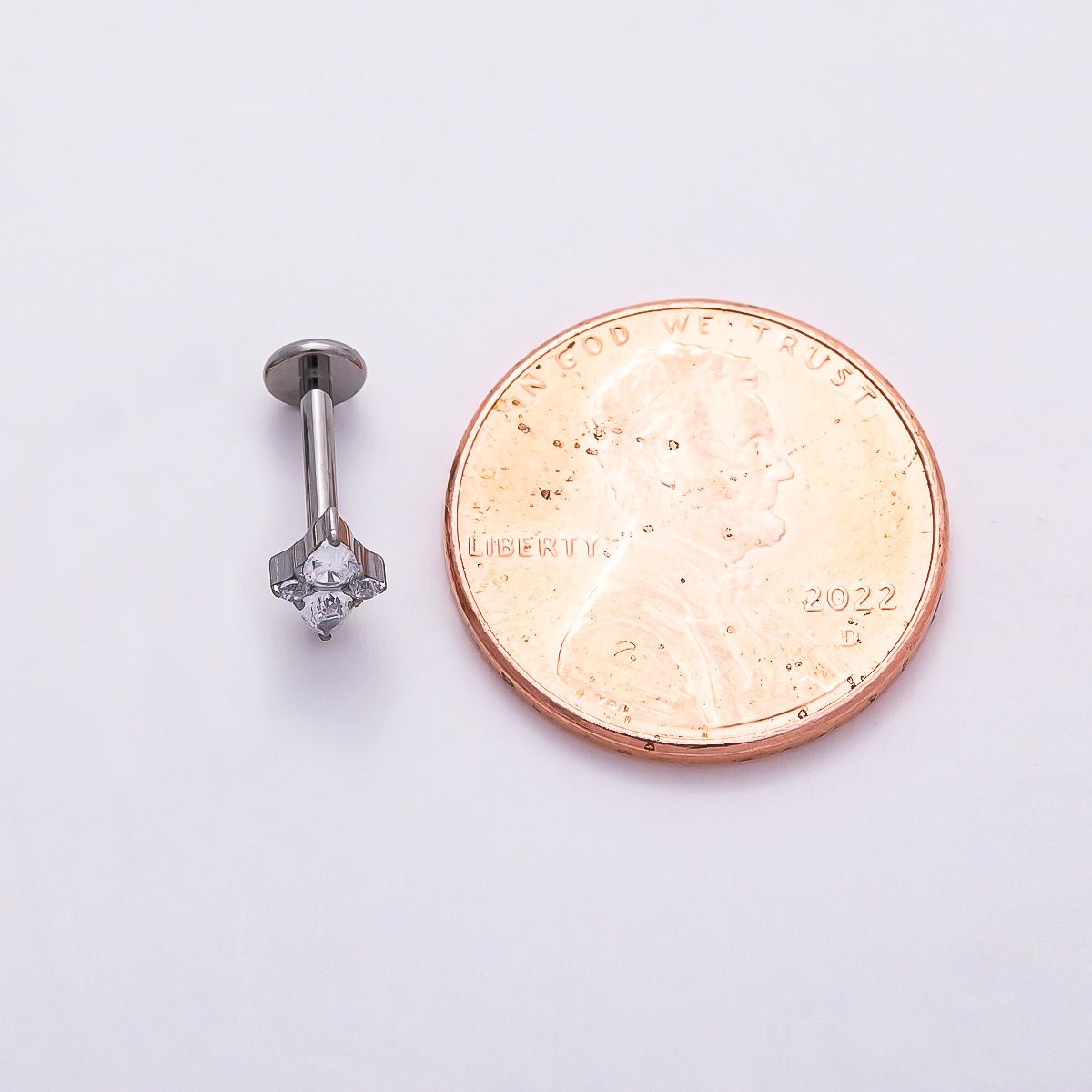 Titanium 7mm Clear CZ Teardrop Star Cartilage Piercing Flat Back Stud in Gold & Silver | Findings-00331 Findings-00332 - DLUXCA