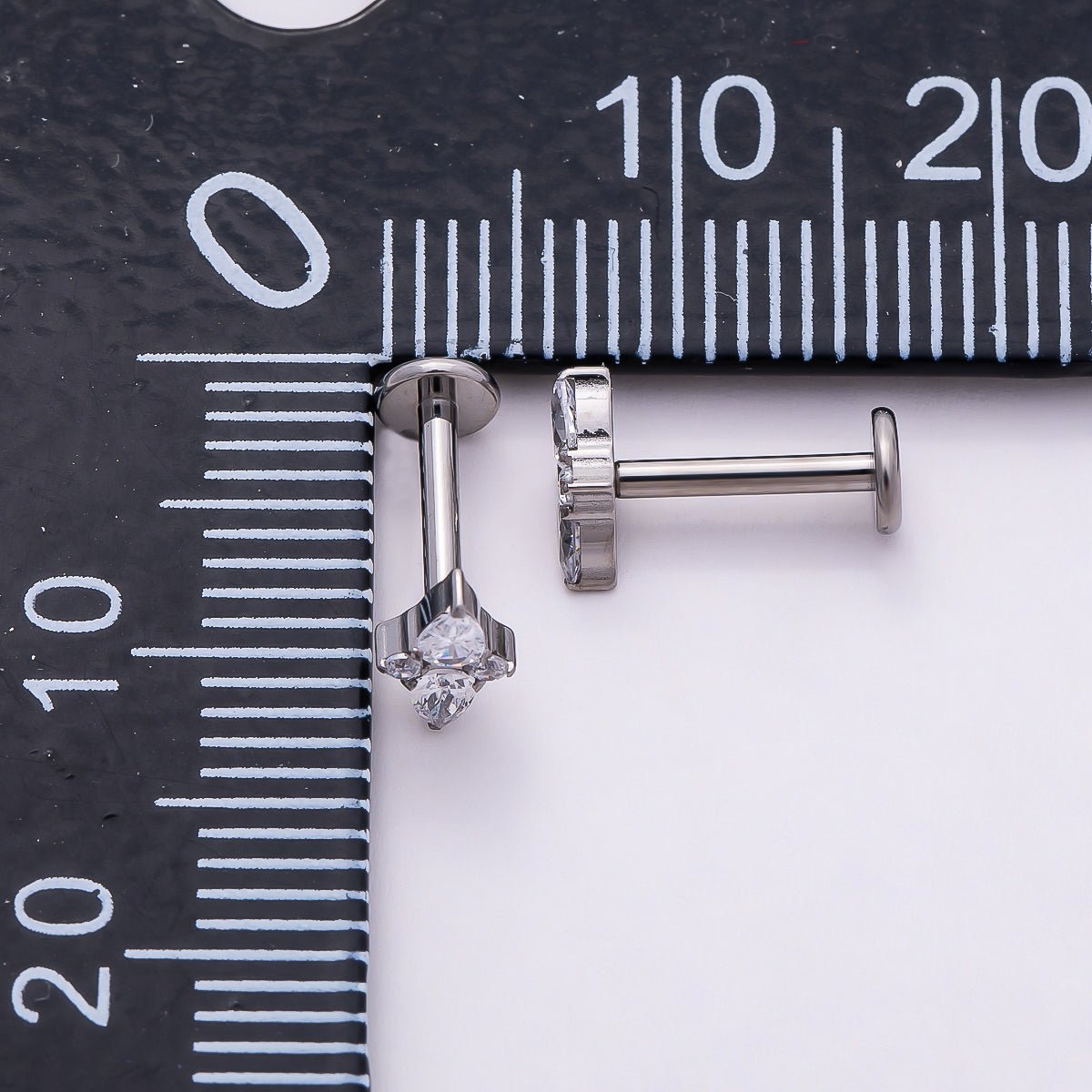 Titanium 7mm Clear CZ Teardrop Star Cartilage Piercing Flat Back Stud in Gold & Silver | Findings-00331 Findings-00332 - DLUXCA