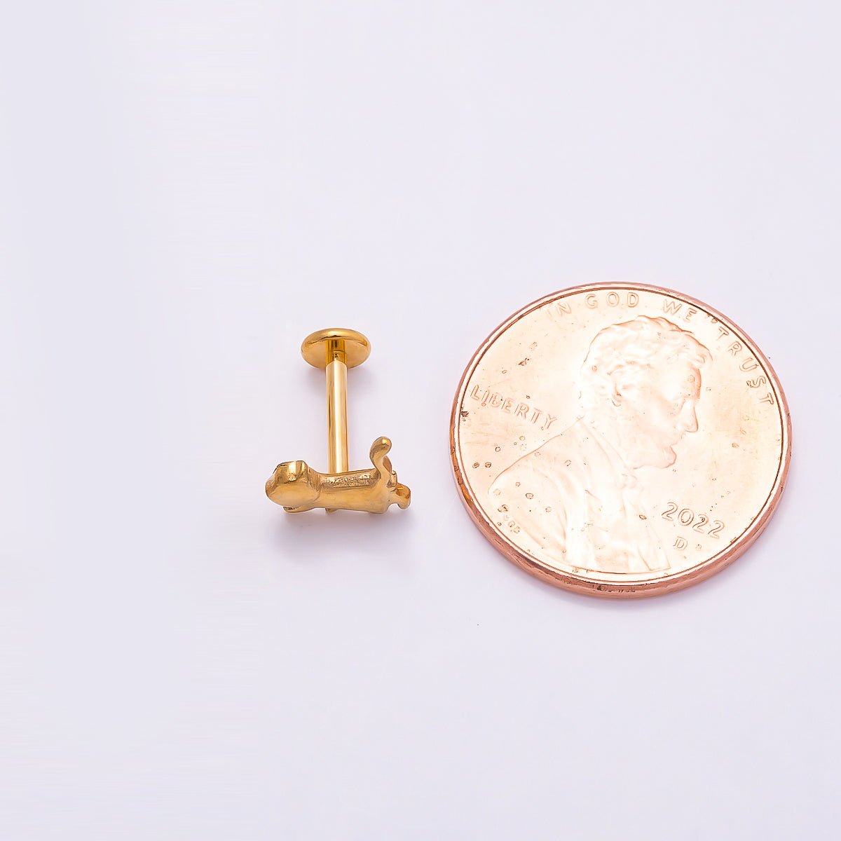 Titanium 8mm Pet Minimalist Cartilage Piercing Flat Back Stud in Gold & Silver | Findings-00281 Findings-00282 - DLUXCA
