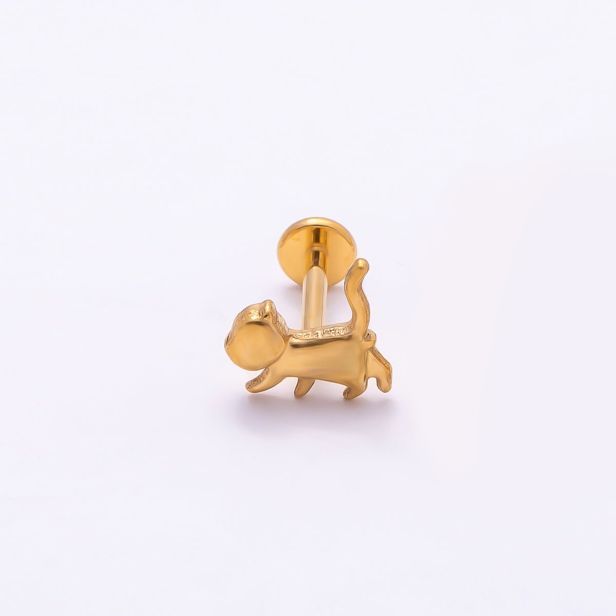 Titanium 8mm Pet Minimalist Cartilage Piercing Flat Back Stud in Gold & Silver | Findings-00281 Findings-00282 - DLUXCA
