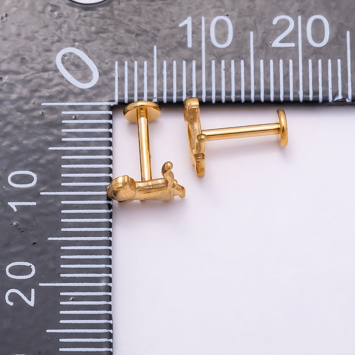 Titanium 8mm Pet Minimalist Cartilage Piercing Flat Back Stud in Gold & Silver | Findings-00281 Findings-00282 - DLUXCA