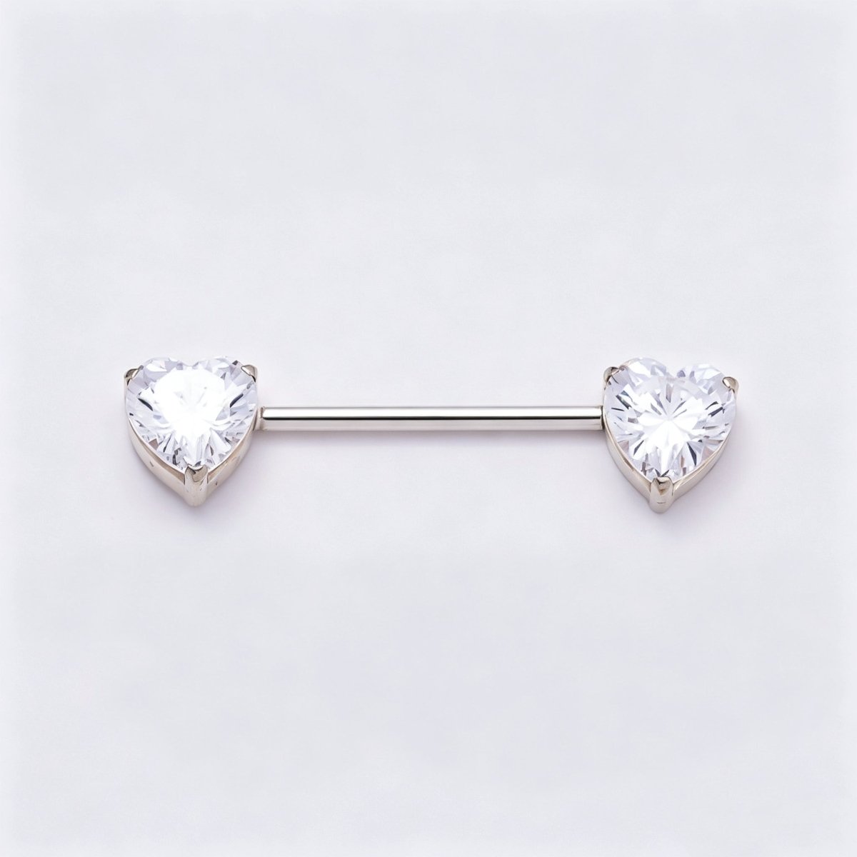 Titanium Clear CZ Heart Nipple Barbell Piercing Body Jewelry in Gold & Silver | Findings-00291 Findings-00292 - DLUXCA