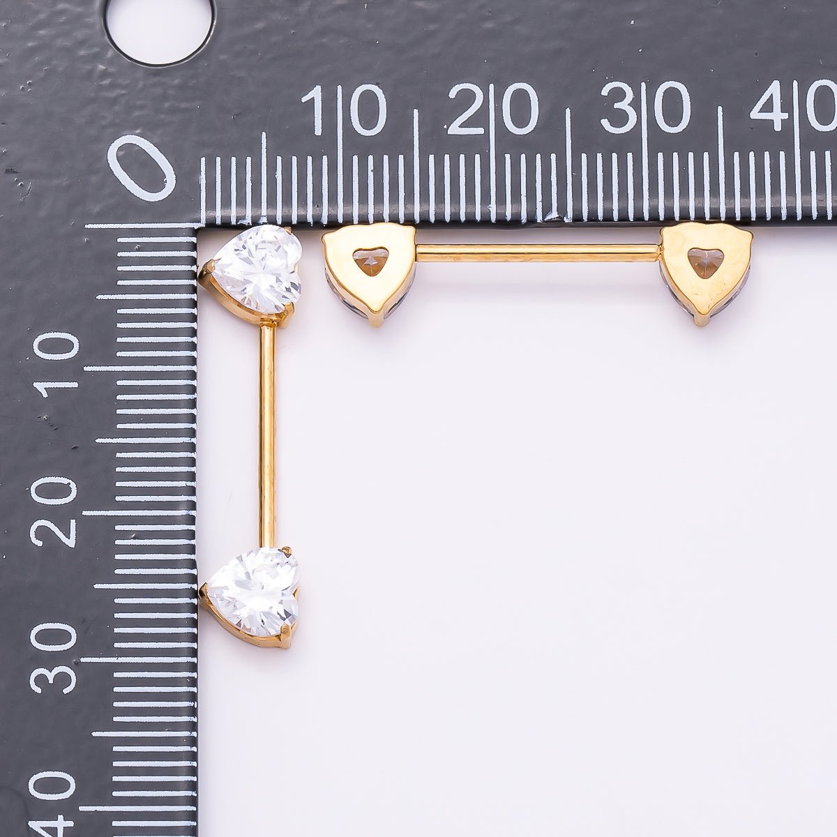 Titanium Clear CZ Heart Nipple Barbell Piercing Body Jewelry in Gold & Silver | Findings-00291 Findings-00292 - DLUXCA