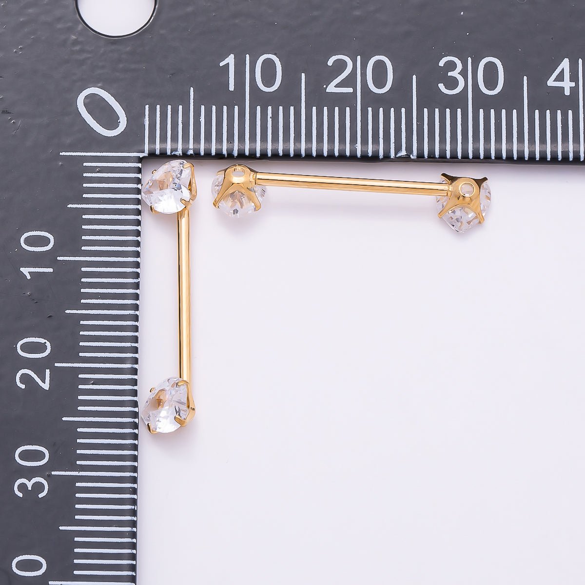 Titanium Clear CZ Heart Nipple Barbell Piercing Body Jewelry in Gold & Silver | Findings-00301 Findings-00302 - DLUXCA