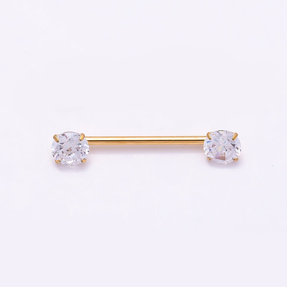 Titanium Clear CZ Round Nipple Barbell Piercing Body Jewelry in Gold & Silver | Findings-00299 Findings-00300 - DLUXCA