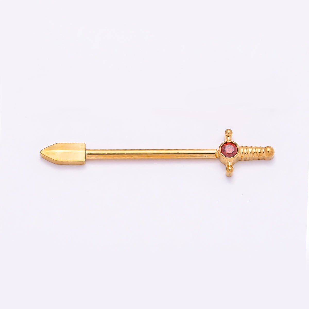 Titanium CZ Sword Nipple Barbell Piercing Body Jewelry in Gold & Silver | Findings-00293 Findings-00294 - DLUXCA