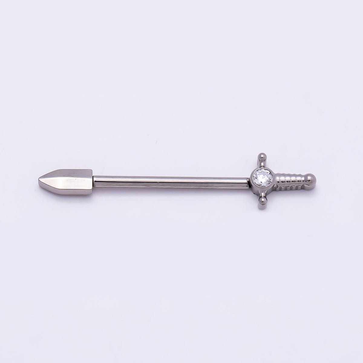 Titanium CZ Sword Nipple Barbell Piercing Body Jewelry in Gold & Silver | Findings-00293 Findings-00294 - DLUXCA