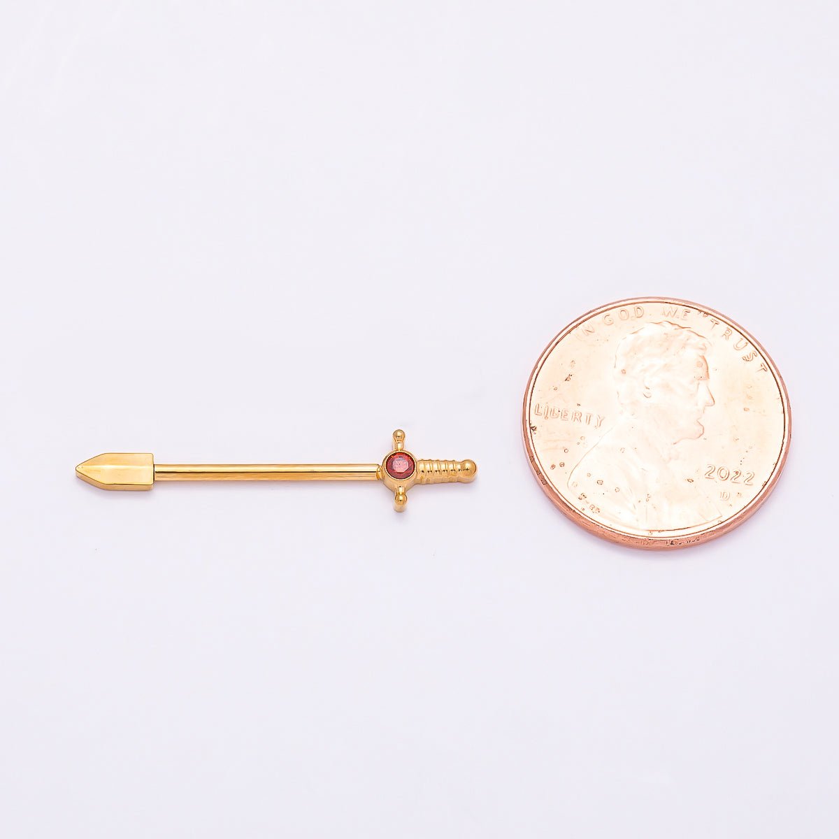 Titanium CZ Sword Nipple Barbell Piercing Body Jewelry in Gold & Silver | Findings-00293 Findings-00294 - DLUXCA