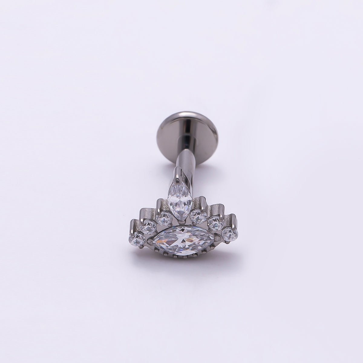Titanium Marquise CZ Cartilage Piercing Flat Back Stud in Gold & Silver | Findings-00279 Findings-00280 - DLUXCA