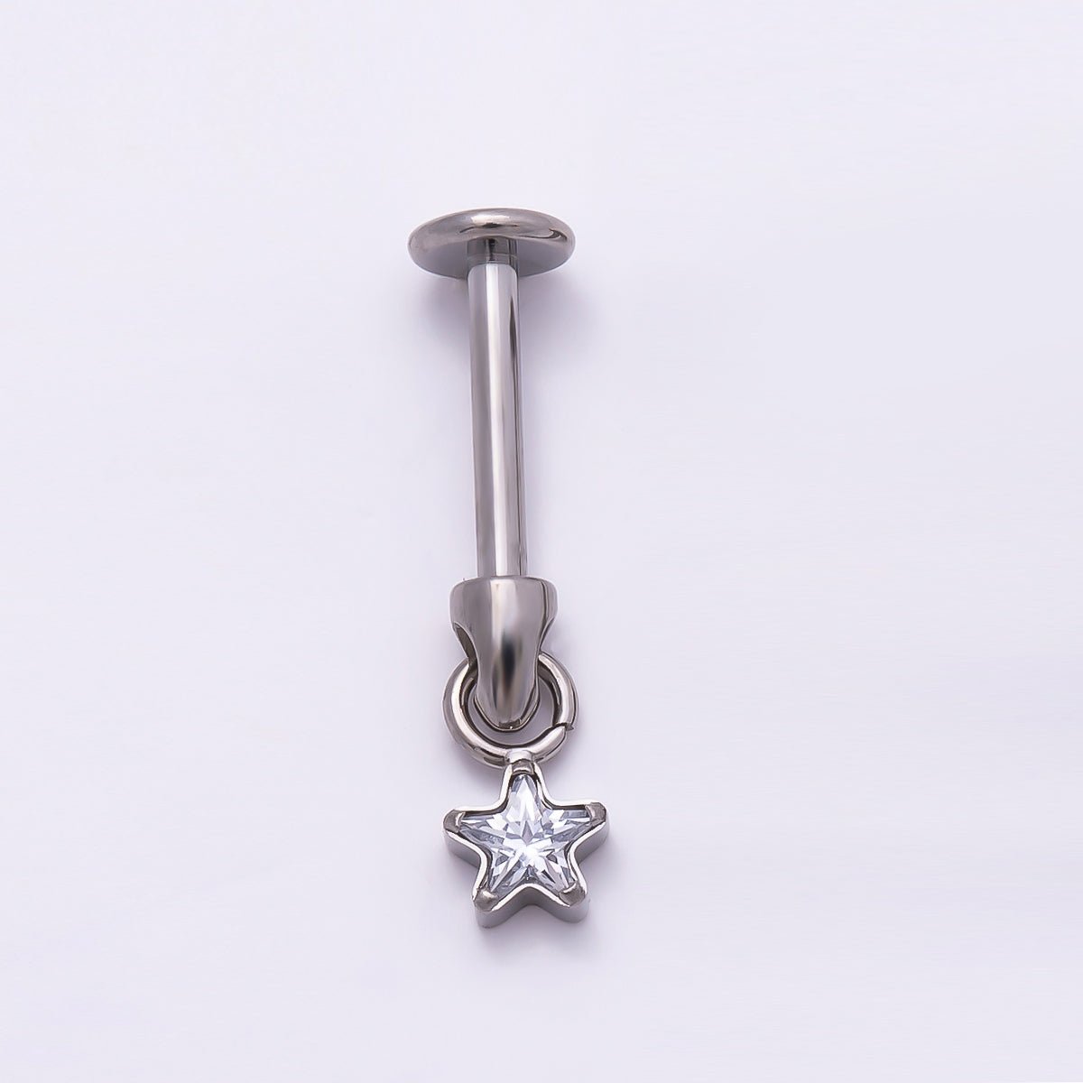 Titanium Star CZ Cartilage Piercing Flat Back Stud in Gold & Silver | Findings-00277 Findings-00278 - DLUXCA