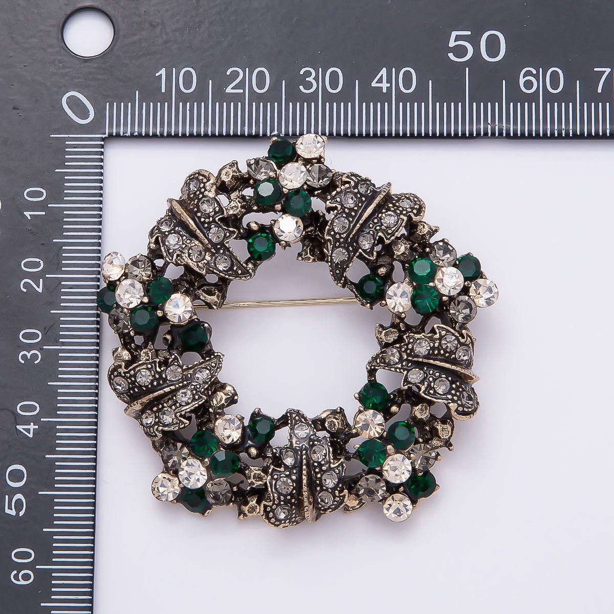 Vintage Gold 54mm Multicolor Rhinestone Open Round Flower Pin Brooch | BH - 142 - DLUXCA