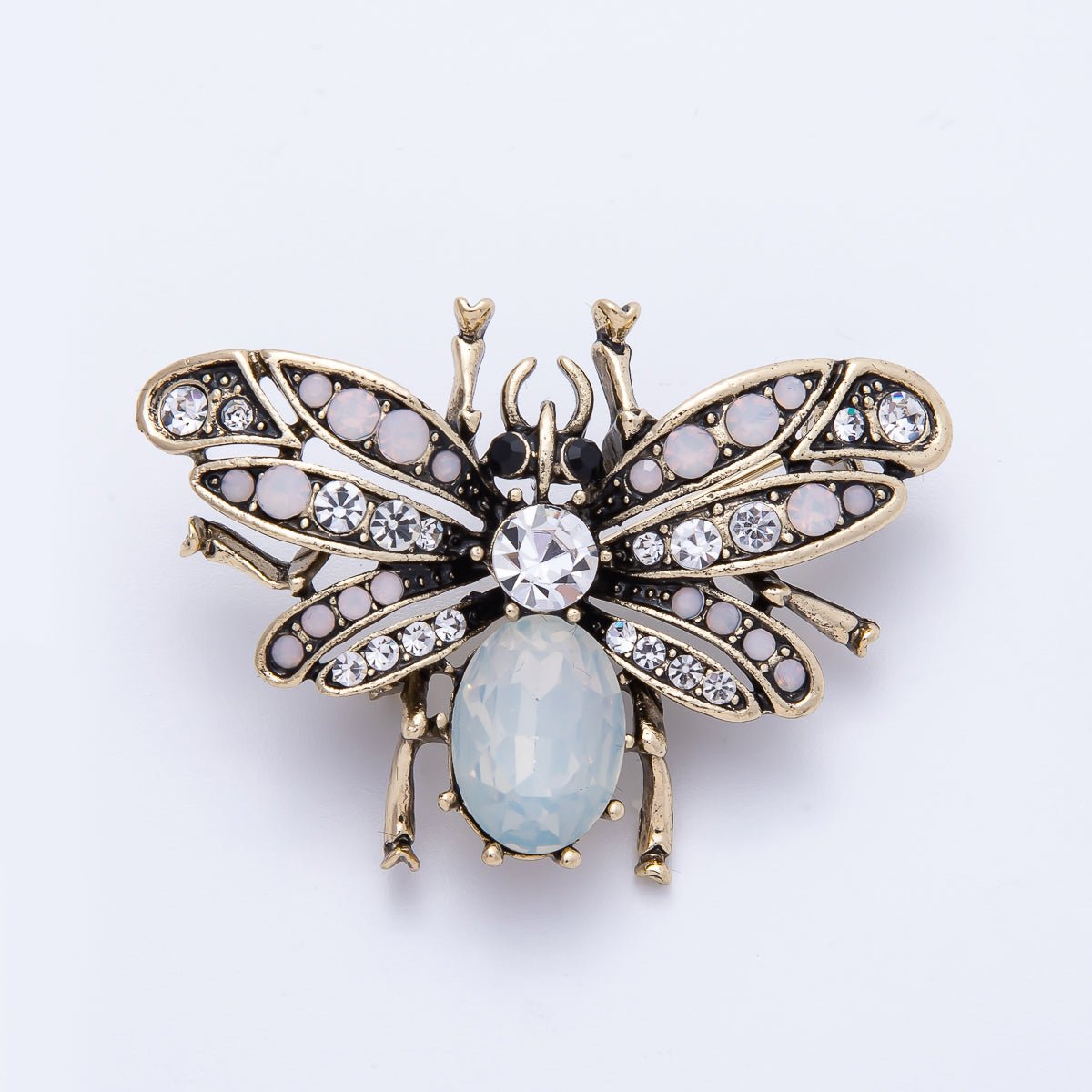 Vintage Silver 47.3mm x 33.5mm CZ Fly Insect Pin Brooch | BH - 020 - DLUXCA